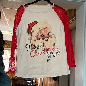 Santa Vintage Picture Lace Sleeves Medium